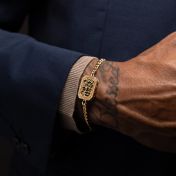 Signature Spot Diamond Map Men Bracelet with Cuban Chain [18K Gold Plated]