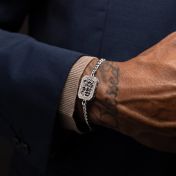 Signature Spot Diamond Map Men Bracelet with Cuban Chain [Silver]