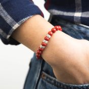 Bracciale da Donna con Nome in Rilassante Giada Rossa [Argento 925]