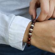 Red Tiger Eye Women Name Bracelet [Sterling Silver]