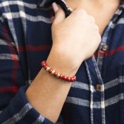 Serene Red Colored Jade Women Name Bracelet [18K Gold Vermeil]