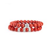 Classic Red Colored Jade Women Bracelet [Sterling Silver]