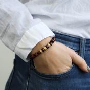 Red Tiger Eye Elastic Bracelet for Women in Gold Plating