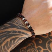 Red Tiger Eye Bracelet with kid's names - stretchy bracelet
