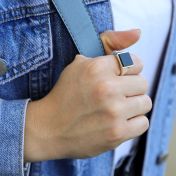 Zwarte Onyx Gegraveerde Ring voor Mannen - Sterling Zilver