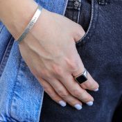 Zwarte Onyx Gegraveerde Ring voor Mannen - Sterling Zilver