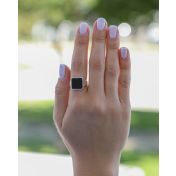 Zwarte Onyx Gegraveerde Ring voor Mannen - Sterling Zilver