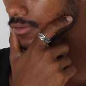 Rolling Waves Spinner Ring For Men - Sterling Silver