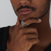 Rolling Waves Spinner Ring For Men - Sterling Silver