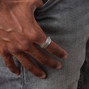Rolling Waves Spinner Ring For Men - Sterling Silver