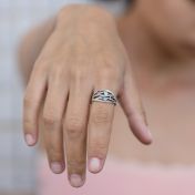 Anillo de Piedras de Nacimiento Olas de Océano [Plata de Ley]