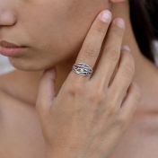 Anillo de Piedras de Nacimiento Olas de Océano [Plata de Ley]