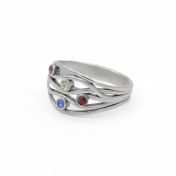 Anillo de Piedras de Nacimiento Olas de Océano [Plata de Ley]