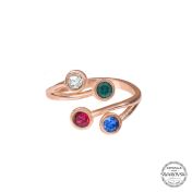 Anello Radici d'Amore - 2 Pietre di Nascita [Placcato Oro Rosa 18kt]