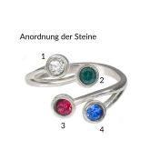 Liebeswurzeln Ring  - 4 Geburtssteine [Sterlingsilber]
