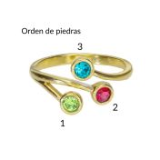 Anillo Raíces del Amor - 3 Piedras [Bañado en Oro]