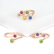 Anello Radici d'Amore - 2 Pietre di Nascita [Placcato Oro Rosa 18kt]