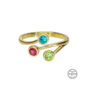 Liebeswurzeln Ring - 3 Steine [750er vergoldet]