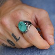 Royal Malachite Men Ring - Sterling Silver