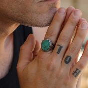 Royal Malachite Men Ring - Sterling Silver