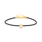 Scarlet Diamond Bracelet - Black Cord [18K Gold Vermeil]