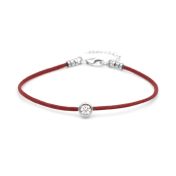 Scarlet Diamond Bracelet - Red Cord [Sterling Silver]