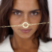 Collar Círculo Familiar Cadena de Eslabones con Nombre [Bañado en Oro de 18K]