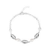 Ocean Spirit Pearl Anklet - 3 Shells [Sterling Silver]