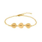 Bracciale Set di Cuori con Nome [Placcato Oro 18kt]