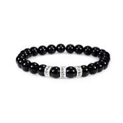 Shiny Black Onyx Women Name Bracelet [Sterling Silver] 