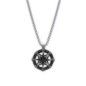 Compass Medallion Necklace for Men - Sterling Silver