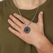 Compass Medallion Necklace for Men - Sterling Silver