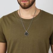 Compass Medallion Necklace for Men - Sterling Silver