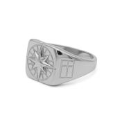 Classic Compass Men's Signet Ring - Sterling Silver