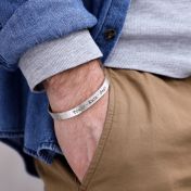  Manchette Gravée en Argent 925 pour Homme