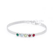 Pulsera Herringbone con Piedras de Nacimiento [Plata de Ley]