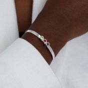 Pulsera Herringbone con Piedras de Nacimiento [Plata de Ley]