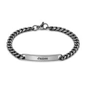 Bracelet Maille Cubaine Gris Ardoise avec Prénom pour Homme