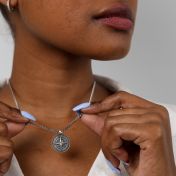 Compass Women Necklace with Coordinates [Sterling Silver]