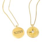 Compass Women Necklace with Coordinates [18K Gold Plated]