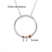 Collar de Piedras de Nacimiento Amor de Madre (Plata de Ley - Efecto Martillo)