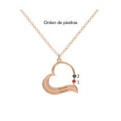 Collar Corazón Resistente Personalizado con Piedras de Nacimiento [Bañado en Oro Rosa de 18K]