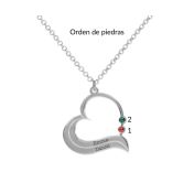 Collar de Piedras de Nacimiento Corazón Resiliente con Nombre [Plata de Ley]