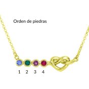 Collar de Piedras de Nacimiento Lazos de Corazón [Oro Vermeil de 18K]