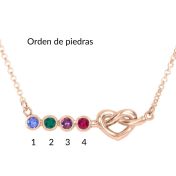 Collar de Piedras de Nacimiento Lazos de Corazón [Baño de Oro Rosa 18 ct]