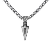 Spearhead Engraved Necklace - Sterling Silver