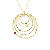 Spheres of Love Birthstone Necklace [Hammered - Gold Plated]
