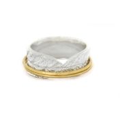 Anillo Giratorio Brillante Círculos Familiares [Plata de Ley] - 1 Aro Giratorio