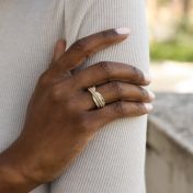 Anillo Brillante Giratorio de Cuentas Círculos Familiares [Plata de ley] - 2 Aros Giratorios