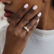 Anillo Brillante Giratorio de Cuentas Círculos Familiares [Plata de ley] - 2 Aros Giratorios